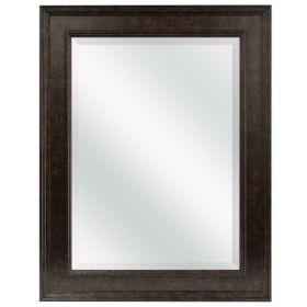 Beveled Rectangular Bathroom Vanity Mirror with Bronze Finish Frame