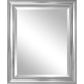 Bathroom Mirror with Silver Frame - Hangs Vertically or Horizontally