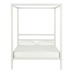 Full size Modern White Metal Canopy Bed Frame
