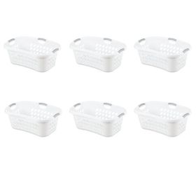 Set of 6 White Laundry Baskets w/ Carry Handles