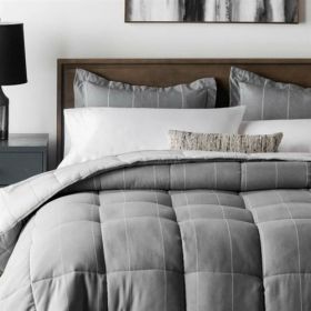 King 3 Piece Down Alternative Chambray Pin Striped Comforter Set Flint