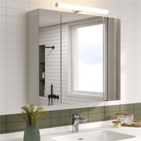 Wall Mounted Bathroom Mirror Medicine Cabinet with USB Ports and LED Light