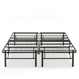 Queen size Folding Sturdy Metal Platform Bed Frame with Storage Space