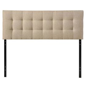 Full size Modern Beige Tan Taupe Fabric Tufted Upholstered Headboard