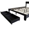 Queen Linen Upholstered Platform Bed with Adjustable LED Headboard and Footboard Drawers NO Box Spring Required DARK GRAY