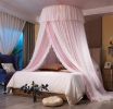 Princess Bed Canopy for Girls,Bed Canopy Curtain- Double Layer Sheer Mesh Dome Bed Curtain- Round Lace Princess Mosquito Net Tent for Twin Full Queen