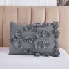 3 Piece Gray Burrterfly Flower Applique Collection Comforter Set