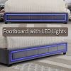Upholstered Queen Size Platform Bed with LED Lights, Storage Bed with 4 Drawers, Gray color fabric