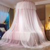 Princess Bed Canopy for Girls,Bed Canopy Curtain- Double Layer Sheer Mesh Dome Bed Curtain- Round Lace Princess Mosquito Net Tent for Twin Full Queen